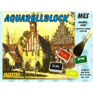 Aquarell- Malblock " MES "  36 x 48 cm - 300 g/m² - 10 Blatt