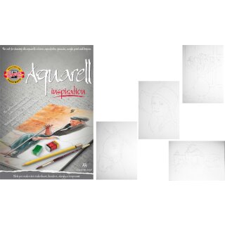 Aquarellblock A4 mit vorgedruckten Motiven 20 Blatt...