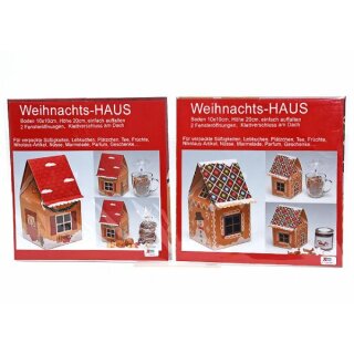 Weihnachten Weihnachtshaus- Aufstellbox 10 x 10 x 20 cm, mit Bildeinleger , 2-fach sortiert