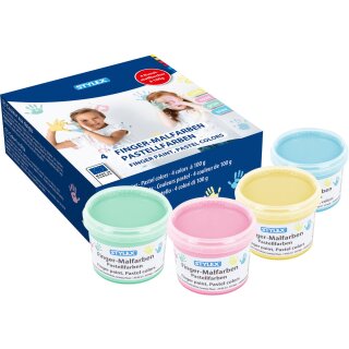 Finger- Malfarben  "Pastell- Farben" 4er Set  -  4 x 100 g / Becher -