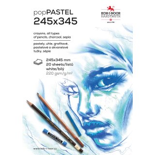 Pastell- Malblock  "pop Pastel" 24,5 x 34,5 cm -  20 Blatt weiß , 220 g/m²