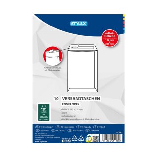 Versandtaschen C5 haftklebend ohne Fenster , weiß - 10er Pack