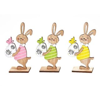 Ostern Holz - Osterhase, ca.15 cm x 9 cm x 4 cm, 3-fach sortiert