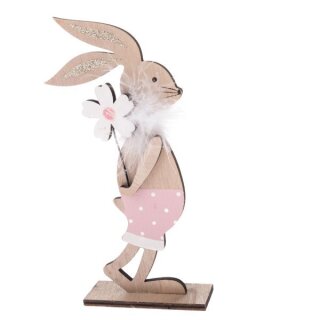 Ostern  Deko- Osterhase aus Holz mit Blume , 25 cm