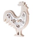 Ostern  Deko- Holz Hahn mit Blumenmotiv , 16,5 cm