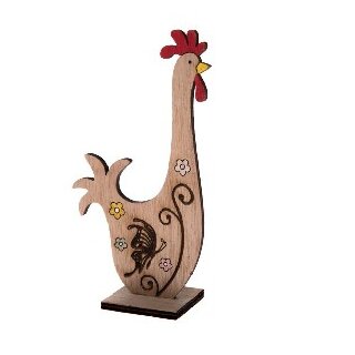 Ostern  Deko- Holz Hahn auf Sockel , 15 cm