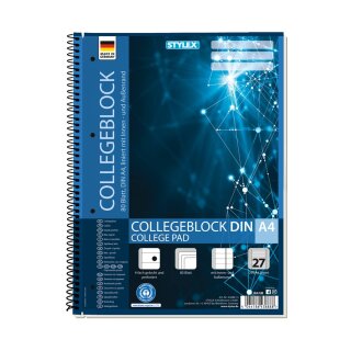 Collegeblock  A4 liniert - Lineatur 27 - perforiert mit Rand , 80 Blatt - 60/gm²