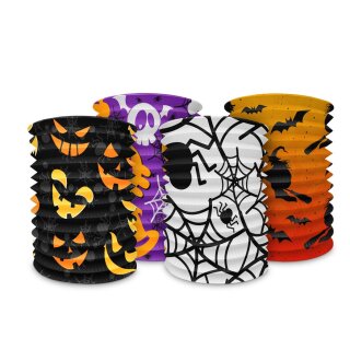 Laterne Zuglaterne "Hallowen" Ø 15 cm x 20 cm lang , 4-fach sortiert
