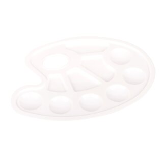 Mischpalette Kunststoff- Palette,  weiß 23,0 x 16,7 cm  - Oval  mit Griffloch / 10 Mischmulden