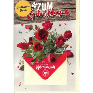 Glückwunschkarten  Geburtstag "Geldbrief - Blumenmotiv"  mit Versandumschlag , sortiert
