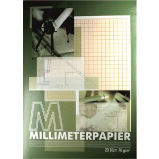 Millimeterpapier  A4  Block / 70 g/qm - 20 Blatt