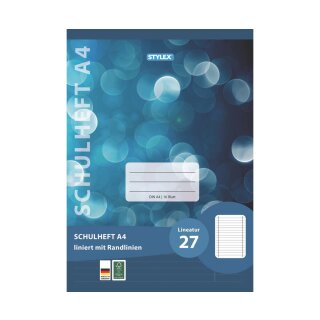 Schulheft  A4 - 16 Blatt  Lineatur Nr. 27 / liniert, mit Doppelrand