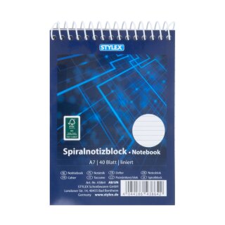 Schreibblock Notiz- Spiralblock  A7, 40 Blatt - liniert