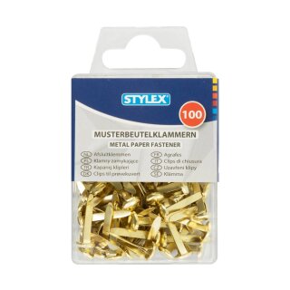 Musterbeutelklammern Rundkopf Goldfarben - 19 mm, im 100er Pack