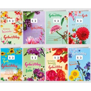 Glückwunschkarten  Geburtstag  "Drehzahlkarte - Blumenmotiv " mit Versandumschlag , sortiert