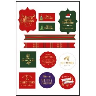Weihnachten  Sticker  " Sticker - Goldfolie" 2 Bögen / 11 x 15 cm, 3-fach sortiert