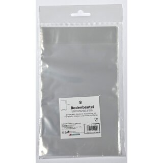 Zellglasbeutel  / Bodenbeutel - klar , 11,5 cm x 19,0 cm , im 8er Pack