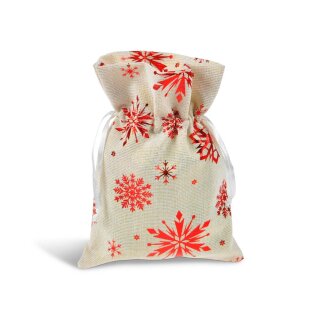 Weihnachten Textil-Geschenkbeutel mit Zugband  18 cm x 23 cm , 4-fach sortiert