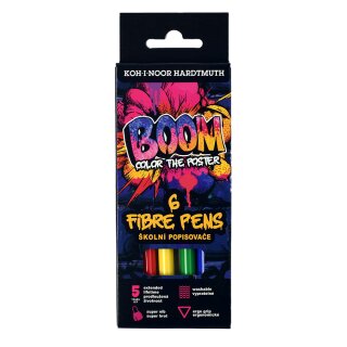 Fasermaler "BOOM" mit einer 2 mm Spitze, 6er Set im Papp- Etui