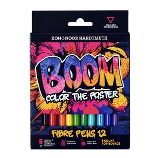 Fasermaler "BOOM" mit einer 2 mm Spitze, 12er Set im Papp- Etui