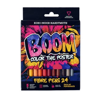 Fasermaler "BOOM" mit einer 2 mm Spitze, 24er Set im Papp- Etui