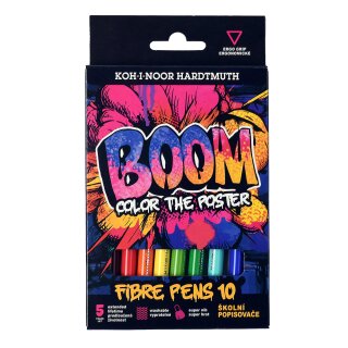 Fasermaler "BOOM" mit einer 2 mm Spitze, 10er Set im Papp- Etui