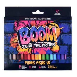 Fasermaler "BOOM" mit einer 2 mm Spitze, 18er Set im Papp- Etui