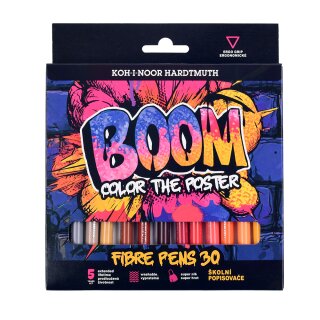 Fasermaler "BOOM" mit einer 2 mm Spitze, 30er Set im Papp- Etui