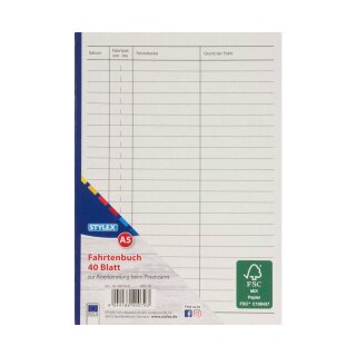 Fahrtenbuch  DIN A5 - 40 Blatt  - geeignet für den steuerlichen Nachweis