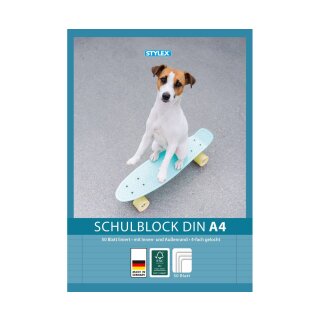 Schulblock A4 liniert - Lineatur 27,  mit 4fach Lochung und Rand - 50 Blatt -60 g/m²