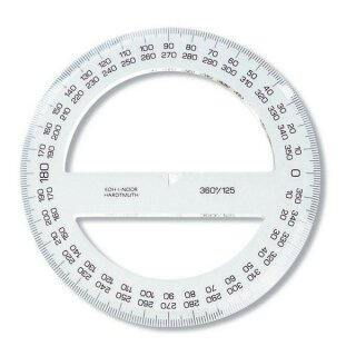 Winkelmesser - Plast  360° - klein /  D = 10 cm , Transparent