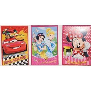 Einladungskarten  "Disney Kinder-Einladung" mit Textvordruck und Versandumschlag , im 5er Pack