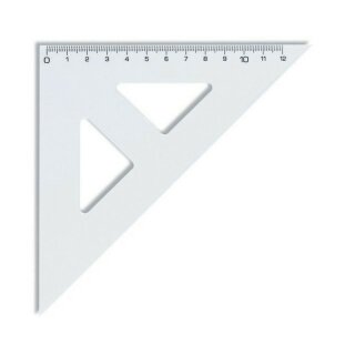 Dreieck - Plast  45° - groß / 12 cm Lineal , Transparent