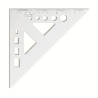 Dreieck - Plast  45° - extra groß  / 16 cm Lineal + 9 Ausschnitte