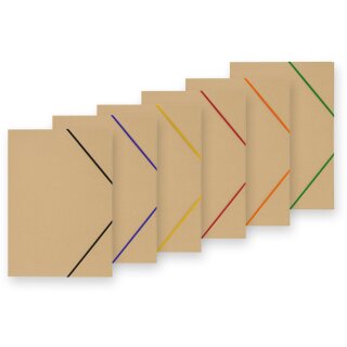 Sammelmappe Einlegemappe , Dreiklapp DIN A 3 aus 100% Recyclingkarton mit farbigen Gummizug, sortiert