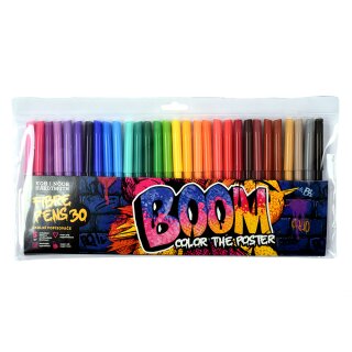 Fasermaler "BOOM" mit einer 2 mm Spitze, 30er Set im PP- Etui