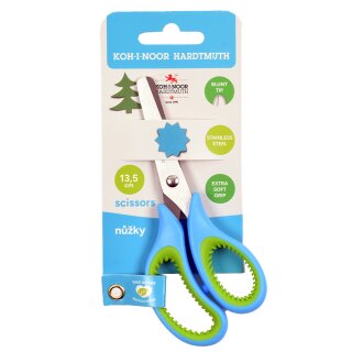 Schere - Bastelschere Kinderschere- Rundspitze, Extra Soft Grip ,13,5 cm - Blau -