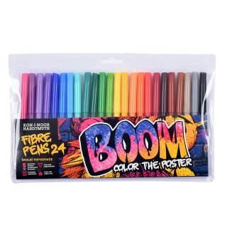 Fasermaler "BOOM" mit einer 2 mm Spitze, 24er Set im PP- Etui