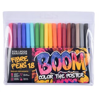 Fasermaler "BOOM" mit einer 2 mm Spitze, 18er Set im PP- Etui