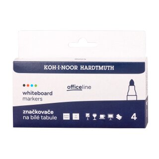 White-Boardmarker - farblich sortiert  / 2,5 mm Rundspitze , im 4er Pack