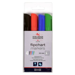 Flipchart- Marker mit einer  2,5 mm Rundspitze , im 4er Pack
