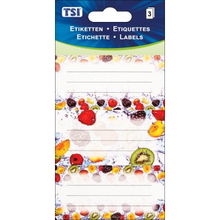 Etiketten- " Früchte/Wasser & quot "  3 Bögen a´ 3 Stück