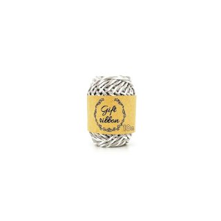 Bindeband Papier- Geschenkband / Bastelband 10 m x Ø 2mm - WEISS / GRAU -