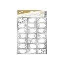 Weihnachten  Geschenkaufkleber - silber- 21 Stück , A4- Format ,  Motiv-Mix