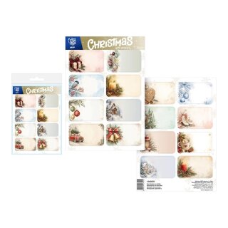 Weihnachten  Geschenkaufkleber - 16 Stück , 2 x A5- Format ,  Motiv-Mix