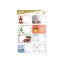 Weihnachten  Geschenkaufkleber - 16 Stück , 2 x A5- Format ,  Motiv-Mix