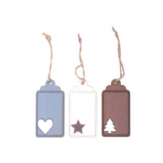 Weihnachten  Geschenkanhänger Holz, 75 mm x 40mm - farbig sortiert, im 3er Pack