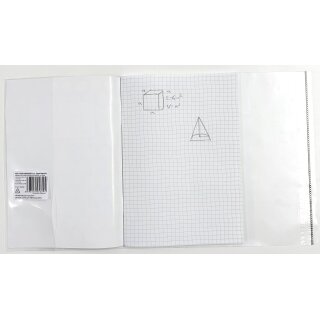 Buchhülle - Buchumschlag 21,5 cm x 38,0 cm, transparent aus PP-Material