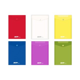 Dokumententasche  A6 , PP- Material  " transparent Farb- Mix"  - mit Druckknopfverschluss