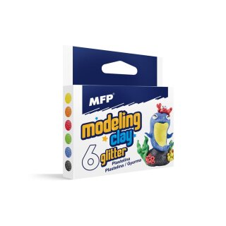 Modelliermasse- Knetmasse 6er Pack "GLITTER" 100 g, farblich sortiert